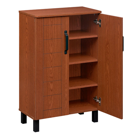 5-Tier Wooden Shoe Storage Cabinet, Freestanding Shoe Rack Organizer, Brown Shoe Racks & Storage Benches Brown at Gallery Canada