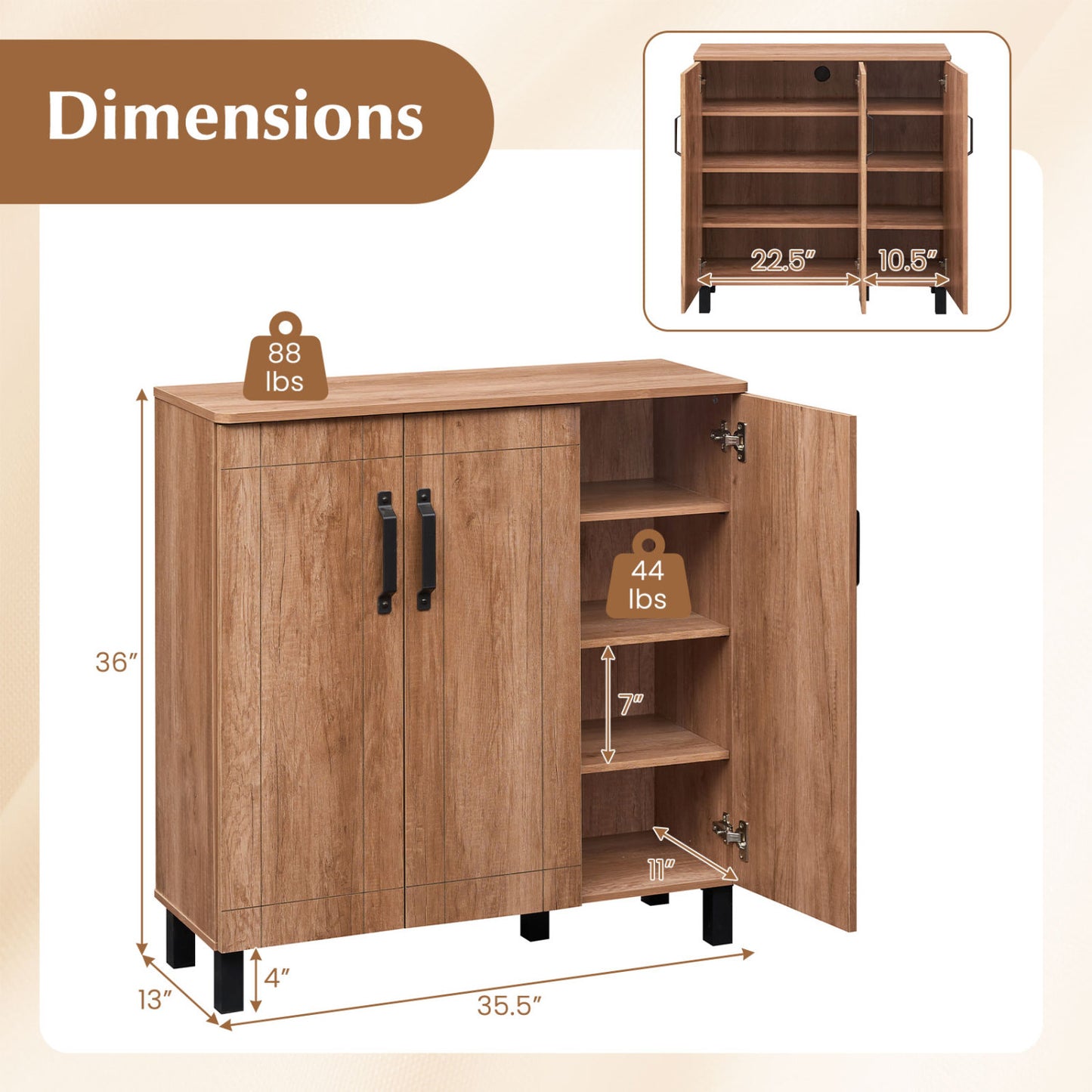 5-Tier Wooden Shoe Storage Cabinet, Oak Shoe Racks & Storage Benches at Gallery Canada