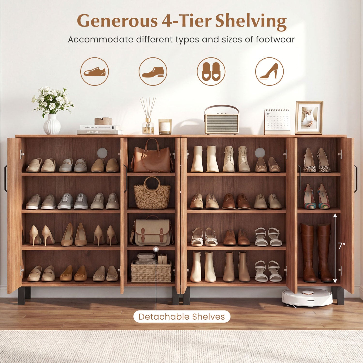 5-Tier Wooden Shoe Storage Cabinet, Oak Shoe Racks & Storage Benches at Gallery Canada