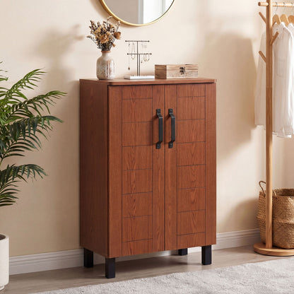 5-Tier Wooden Shoe Storage Cabinet, Freestanding Shoe Rack Organizer, Brown Shoe Racks & Storage Benches at Gallery Canada