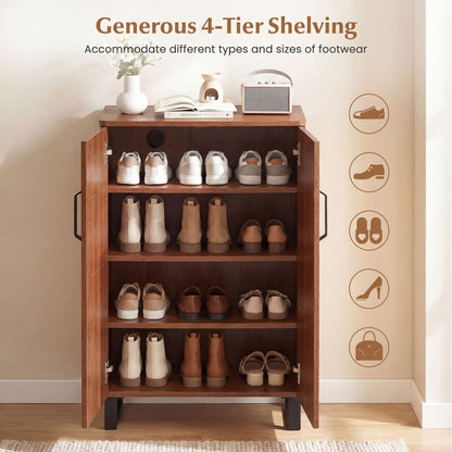 5-Tier Wooden Shoe Storage Cabinet, Freestanding Shoe Rack Organizer, Brown Shoe Racks & Storage Benches at Gallery Canada