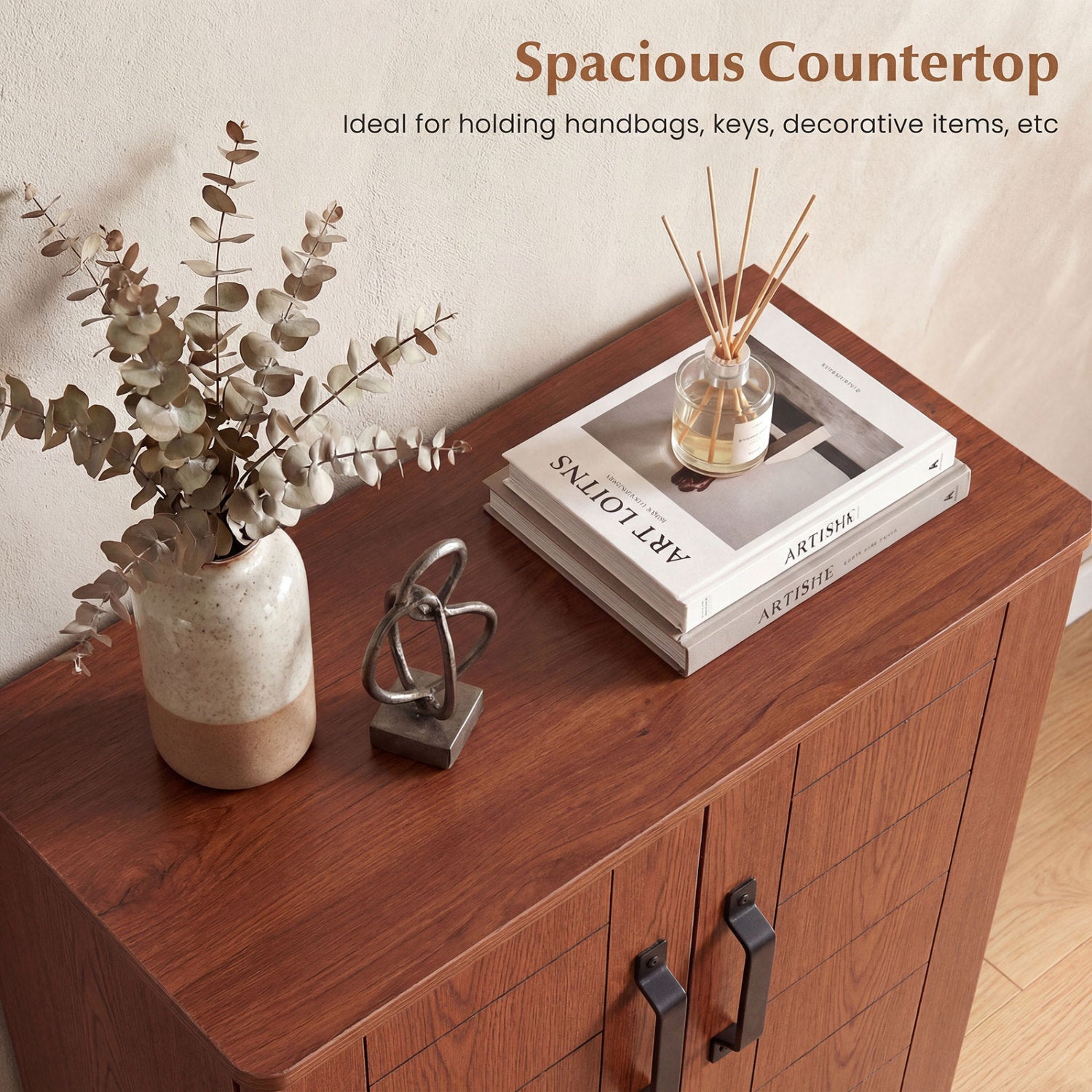 5-Tier Wooden Shoe Storage Cabinet, Freestanding Shoe Rack Organizer, Brown Shoe Racks & Storage Benches at Gallery Canada