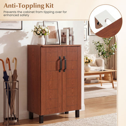 5-Tier Wooden Shoe Storage Cabinet, Freestanding Shoe Rack Organizer, Brown Shoe Racks & Storage Benches at Gallery Canada