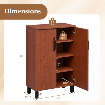 5-Tier Wooden Shoe Storage Cabinet, Freestanding Shoe Rack Organizer, Brown Shoe Racks & Storage Benches at Gallery Canada