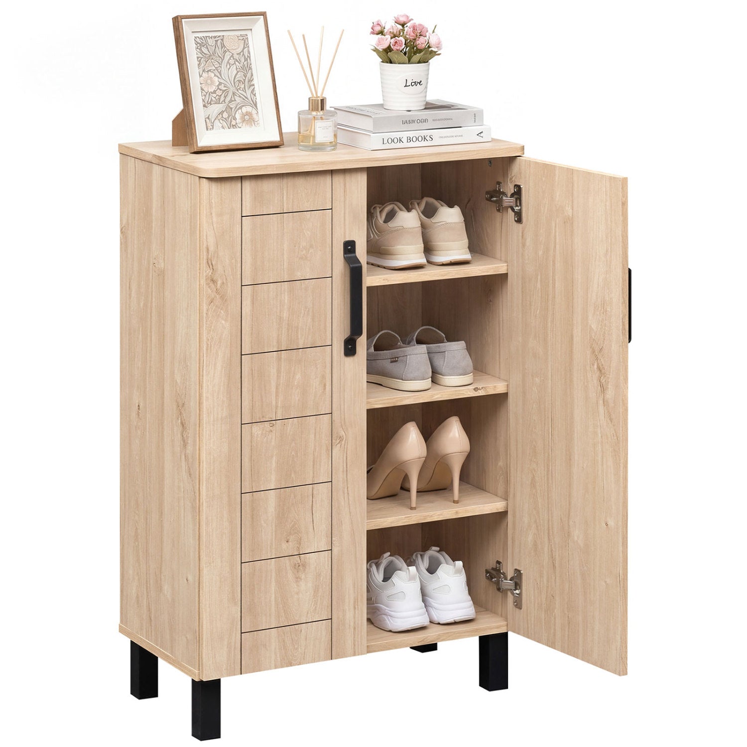 5-Tier Shoe Storage Cabinet, Wooden Shoe Rack Organizer, Natural Shoe Racks & Storage Benches at Gallery Canada