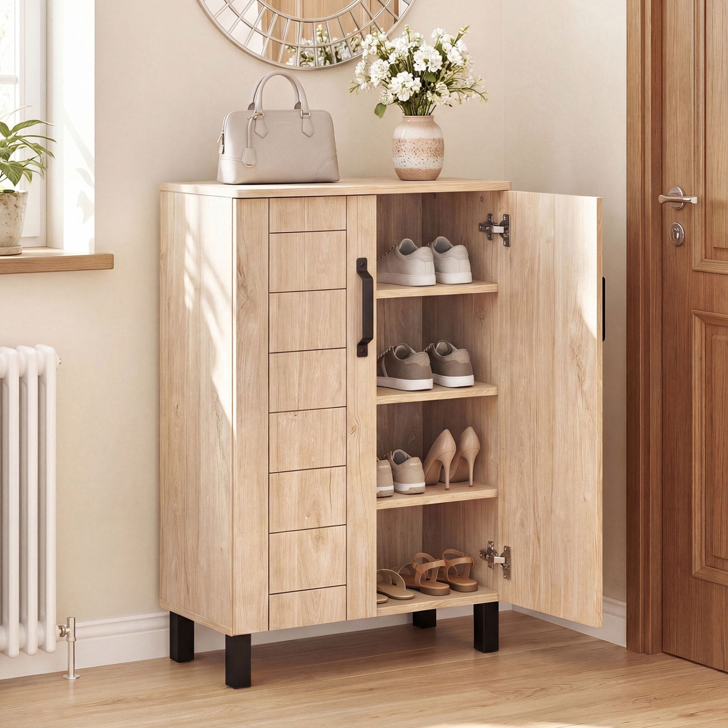 5-Tier Shoe Storage Cabinet, Wooden Shoe Rack Organizer, Natural Shoe Racks & Storage Benches at Gallery Canada