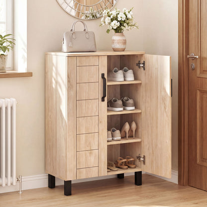5-Tier Shoe Storage Cabinet, Wooden Shoe Rack Organizer, Natural Shoe Racks & Storage Benches at Gallery Canada