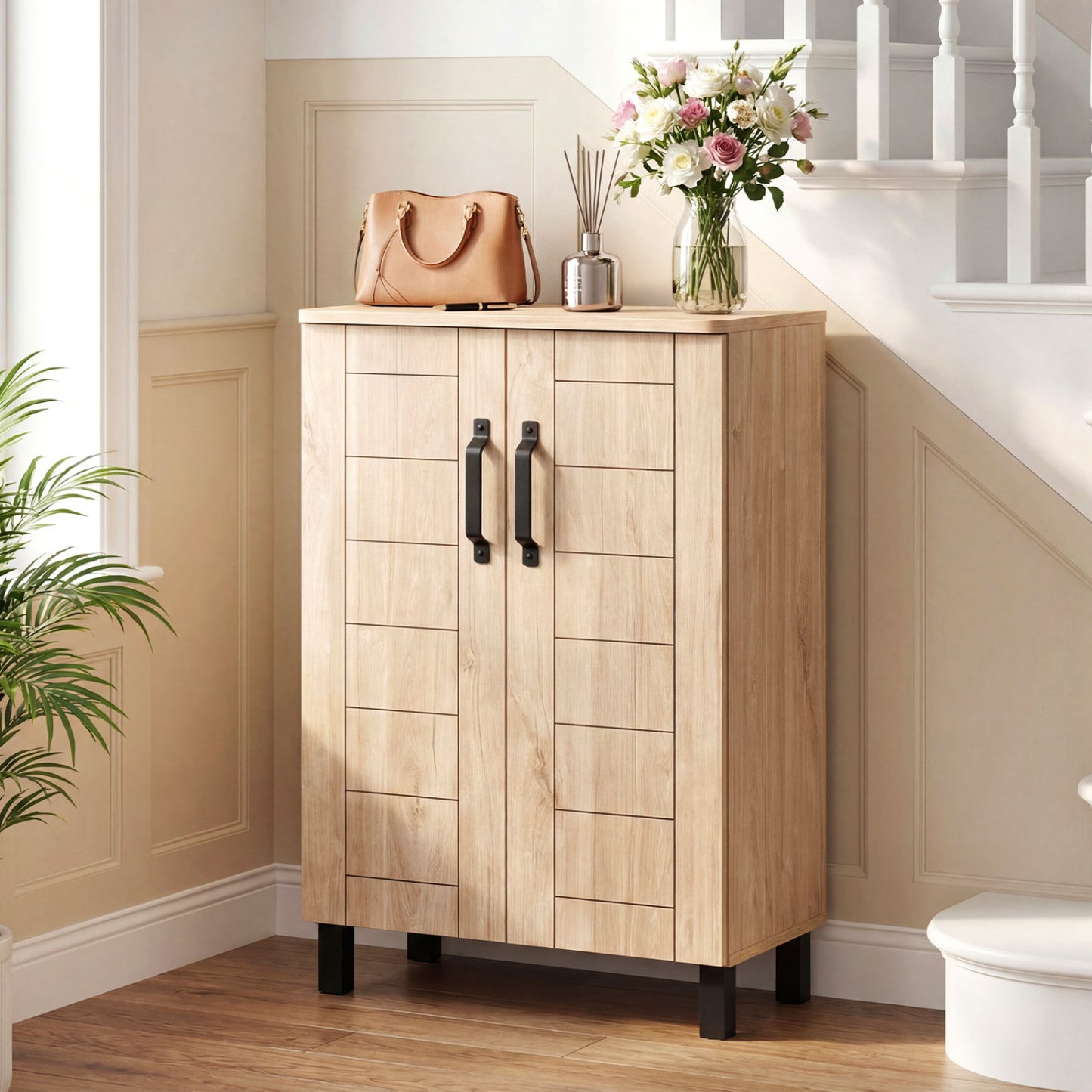 5-Tier Shoe Storage Cabinet, Wooden Shoe Rack Organizer, Natural Shoe Racks & Storage Benches at Gallery Canada