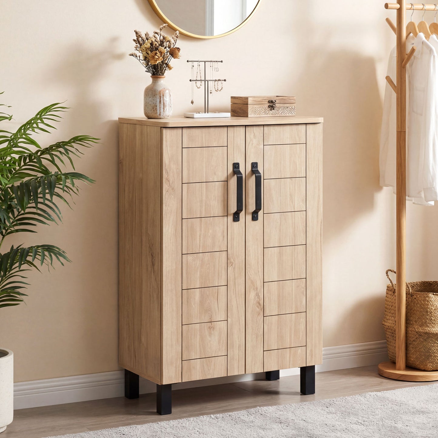5-Tier Shoe Storage Cabinet, Wooden Shoe Rack Organizer, Natural Shoe Racks & Storage Benches at Gallery Canada