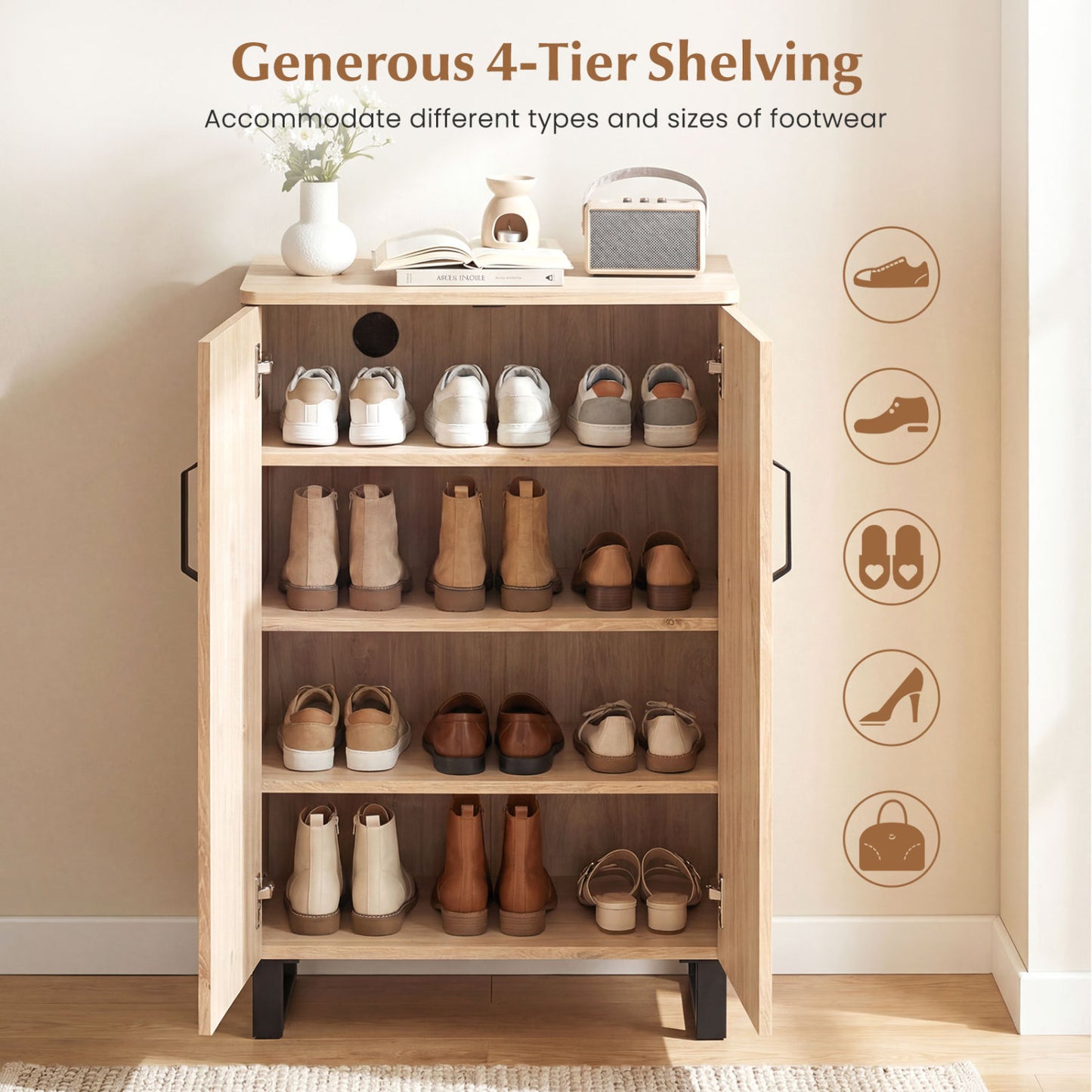 5-Tier Shoe Storage Cabinet, Wooden Shoe Rack Organizer, Natural Shoe Racks & Storage Benches at Gallery Canada