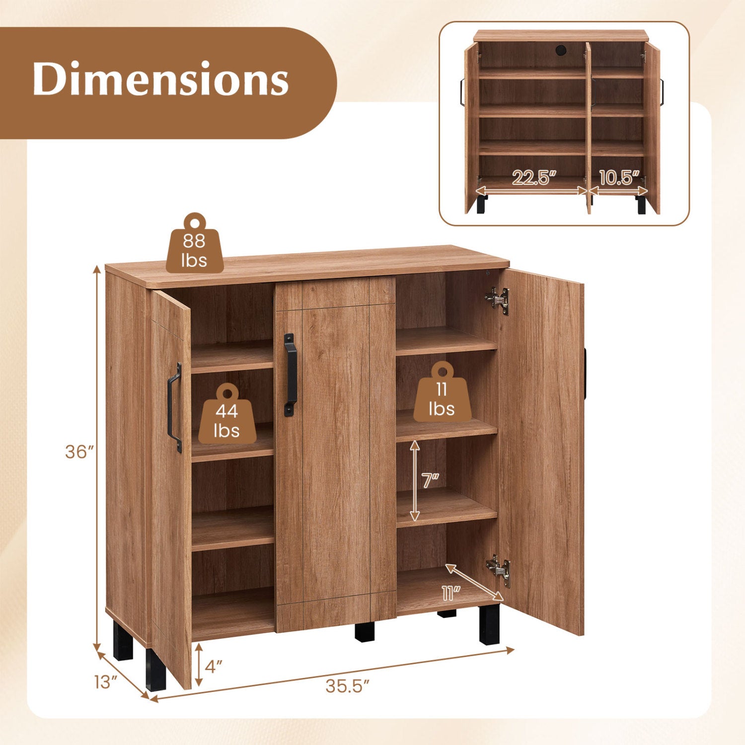5-Tier Wooden Shoe Storage Cabinet, Oak Shoe Racks & Storage Benches at Gallery Canada