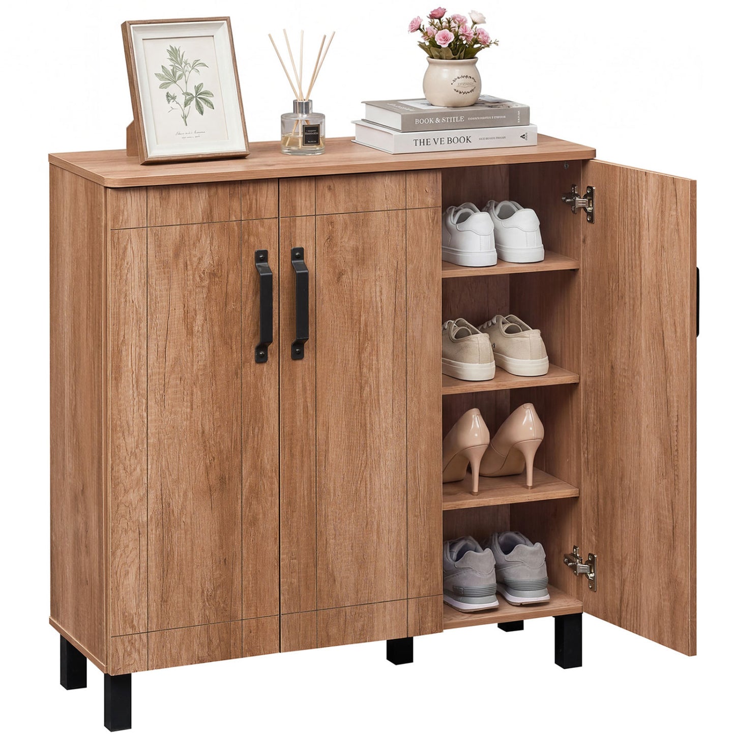 5-Tier Wooden Shoe Storage Cabinet, Oak Shoe Racks & Storage Benches at Gallery Canada