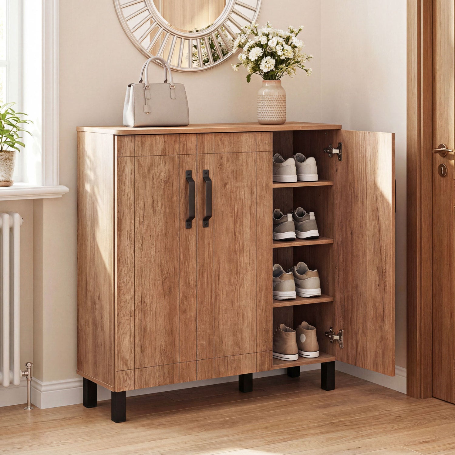 5-Tier Wooden Shoe Storage Cabinet, Oak Shoe Racks & Storage Benches at Gallery Canada