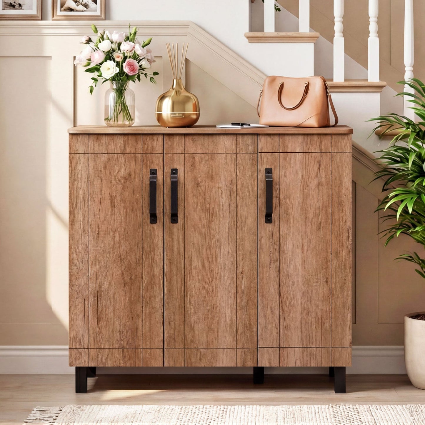 5-Tier Wooden Shoe Storage Cabinet, Oak Shoe Racks & Storage Benches at Gallery Canada