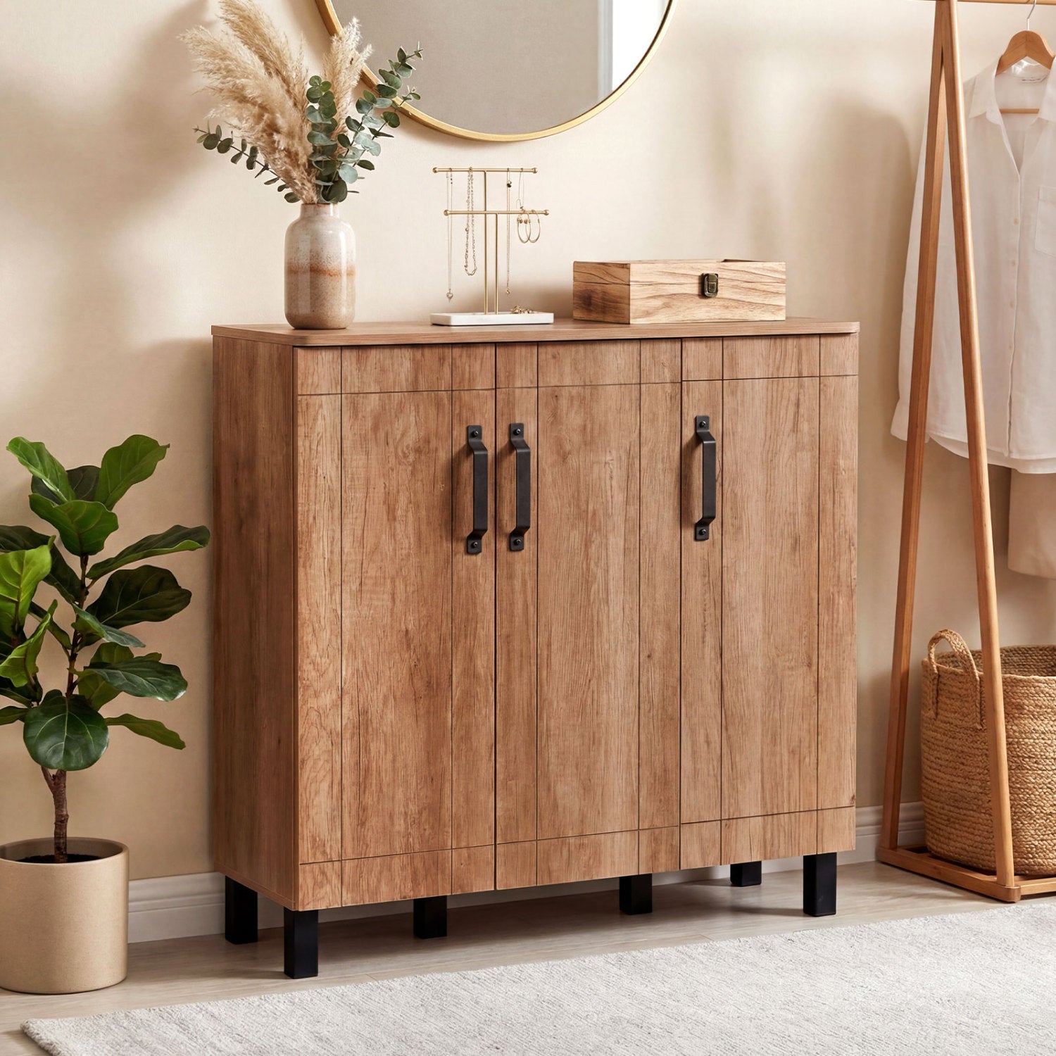 5-Tier Wooden Shoe Storage Cabinet, Oak Shoe Racks & Storage Benches at Gallery Canada