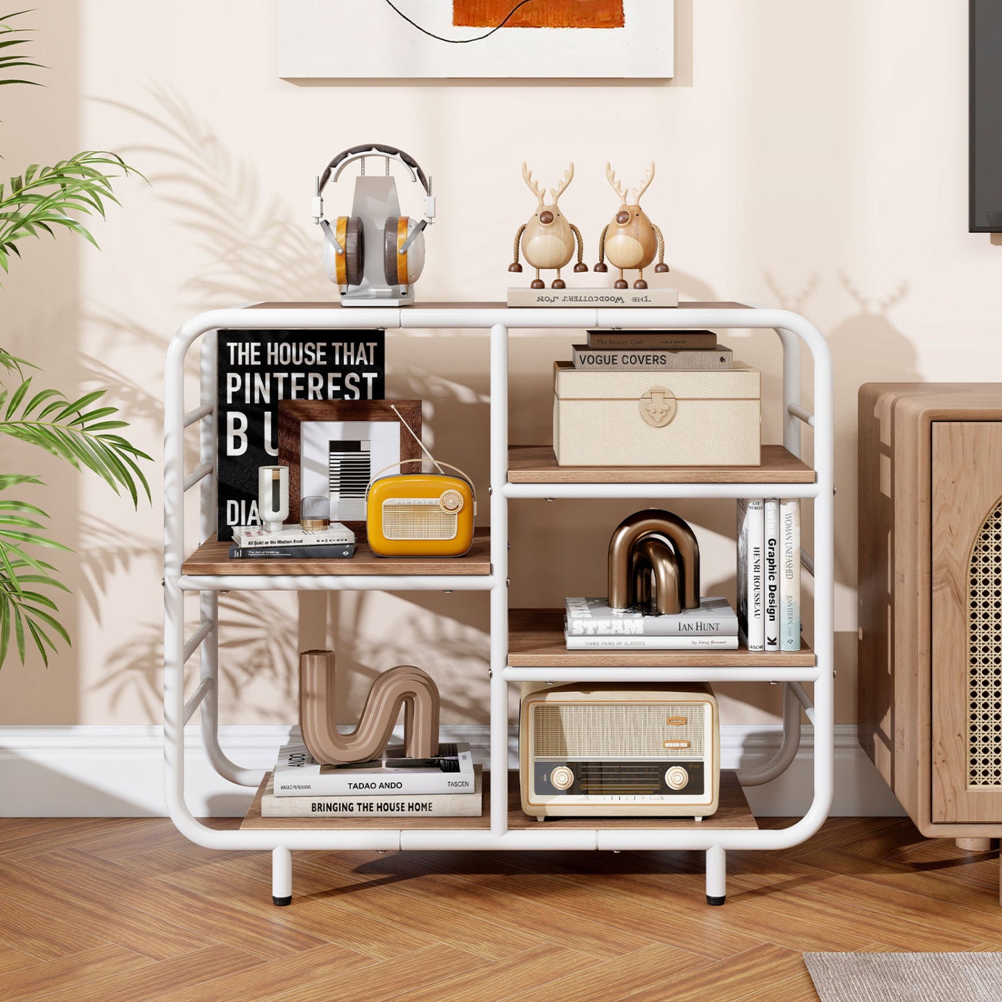 5-Tier Open Book Shelf, Metal Frame, Natural Bookcases at Gallery Canada