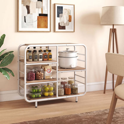 5-Tier Open Book Shelf, Metal Frame, Natural Bookcases at Gallery Canada