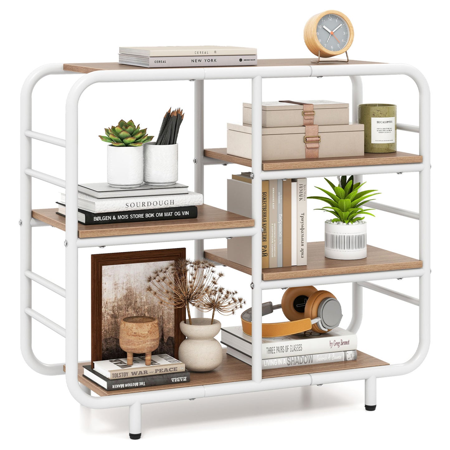 5-Tier Open Book Shelf, Metal Frame, Natural Bookcases Natural at Gallery Canada