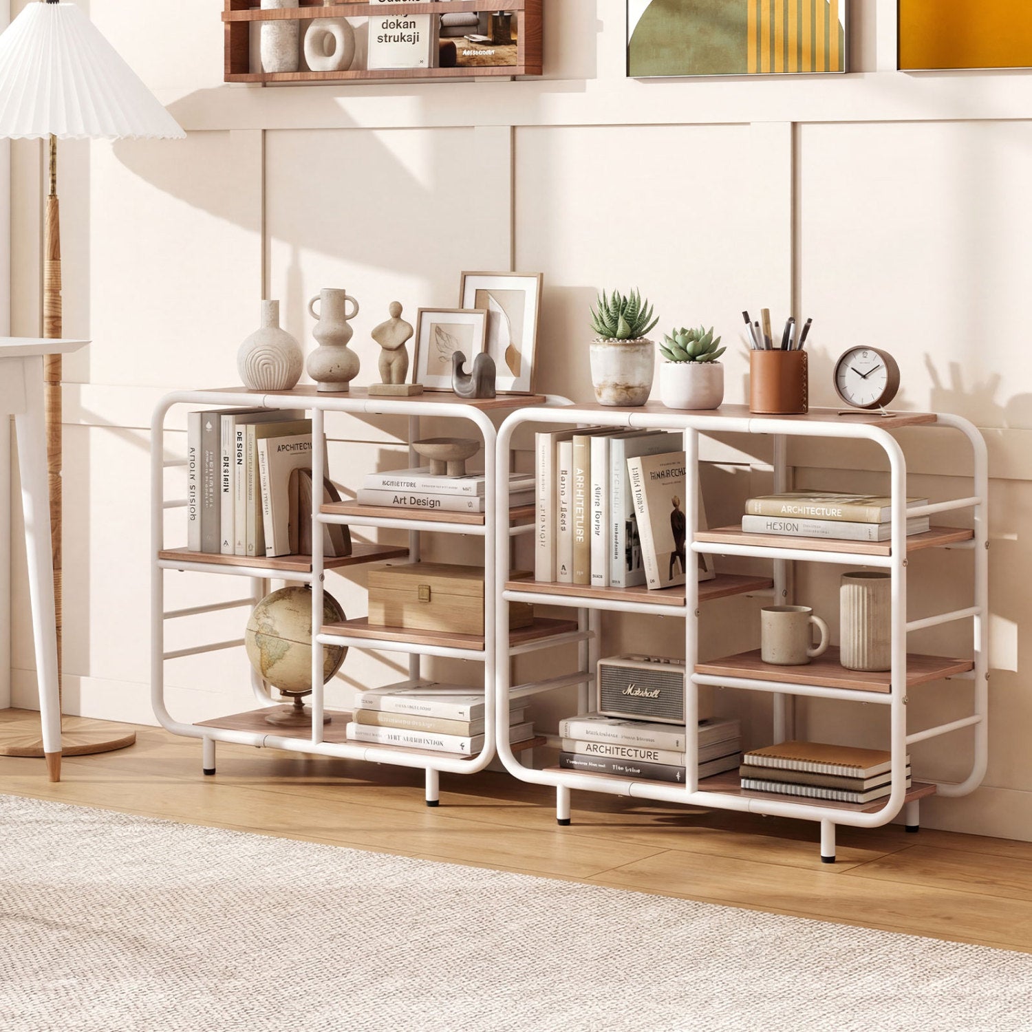 5-Tier Open Book Shelf, Metal Frame, Natural Bookcases at Gallery Canada