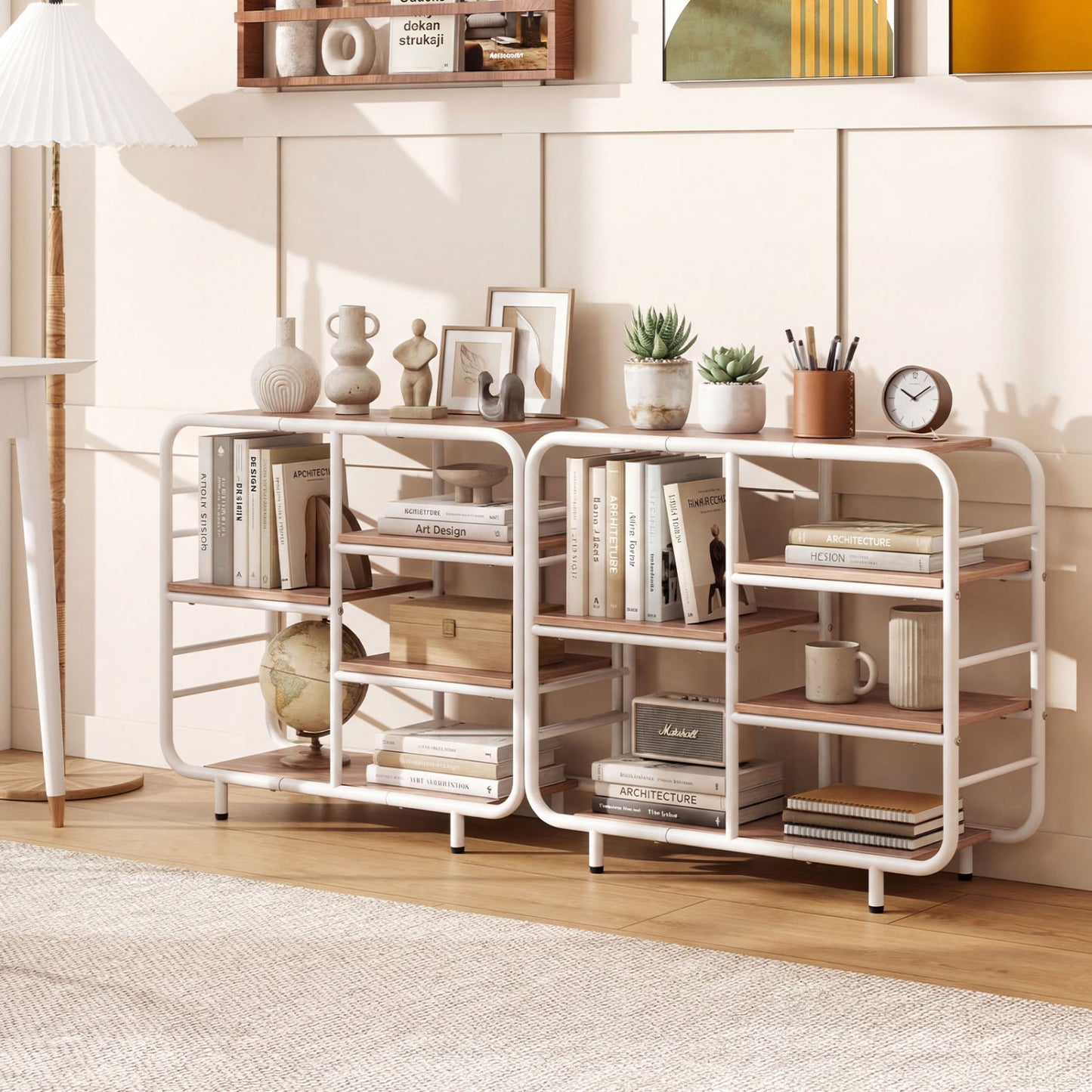 5-Tier Open Book Shelf, Metal Frame, Natural Bookcases at Gallery Canada
