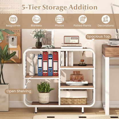 5-Tier Open Book Shelf, Metal Frame, Natural Bookcases at Gallery Canada