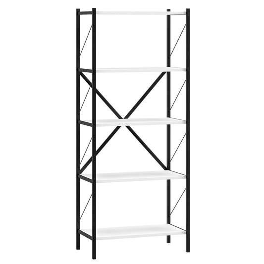 5-Tier Tall Bookshelf Industrial Bookcase with Heavy-Duty Metal Frame Modern Storage, White Bookcases White at Gallery Canada