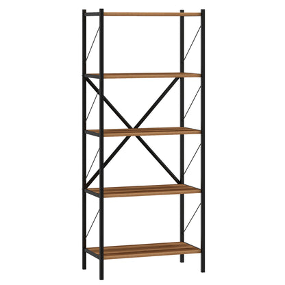 5-Tier Tall Bookshelf Industrial Bookcase with Heavy-Duty Metal Frame Modern Storage, Walnut Bookcases Walnut at Gallery Canada