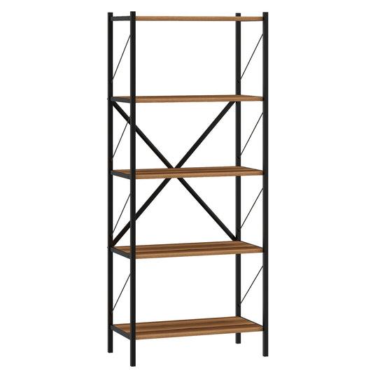 5-Tier Tall Bookshelf Industrial Bookcase with Heavy-Duty Metal Frame Modern Storage, Walnut Bookcases Walnut at Gallery Canada