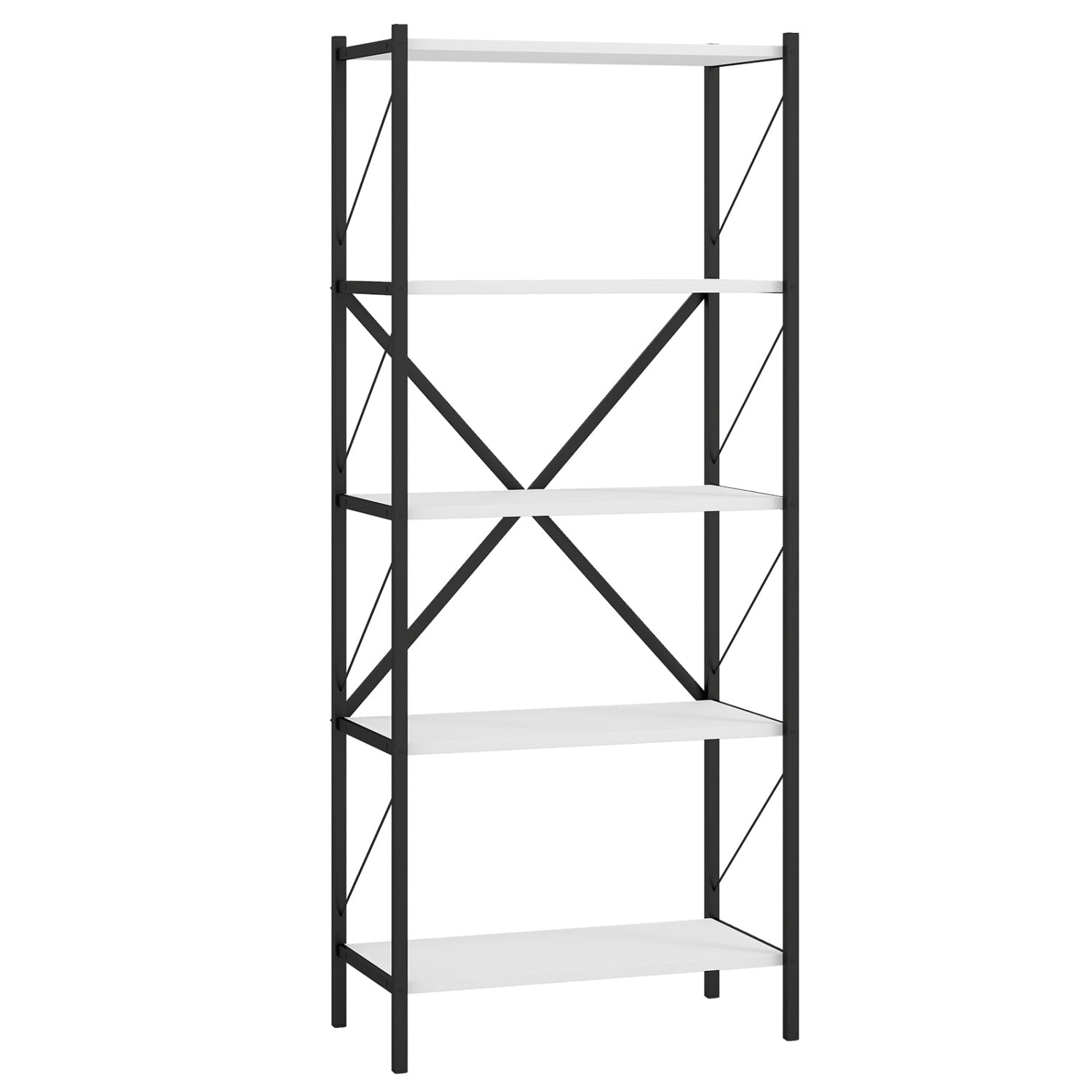 5-Tier Tall Bookshelf Industrial Bookcase with Heavy-Duty Metal Frame Modern Storage, White Bookcases at Gallery Canada