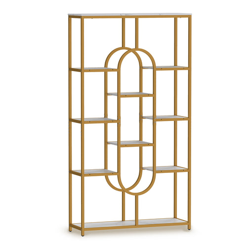 5-Tier Tall Etagere Bookcase, Open Storage Shelves, White
