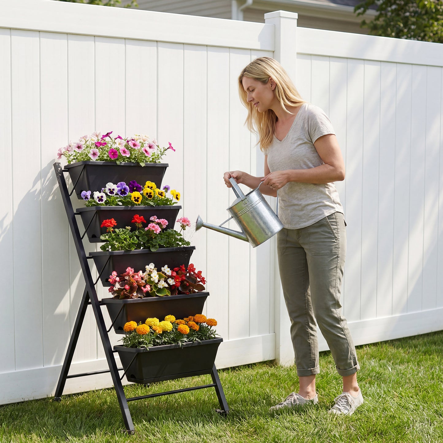 5-Tier Vertical Raised Garden Bed With Wheels, Black Raised Garden Beds at Gallery Canada