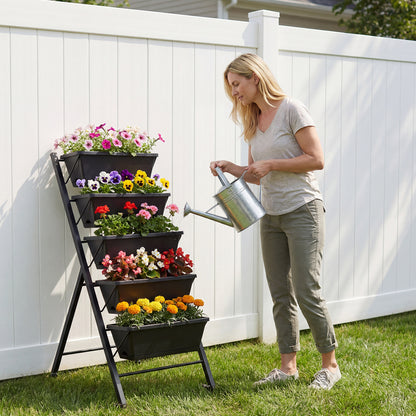 5-Tier Vertical Raised Garden Bed With Wheels, Black Raised Garden Beds at Gallery Canada