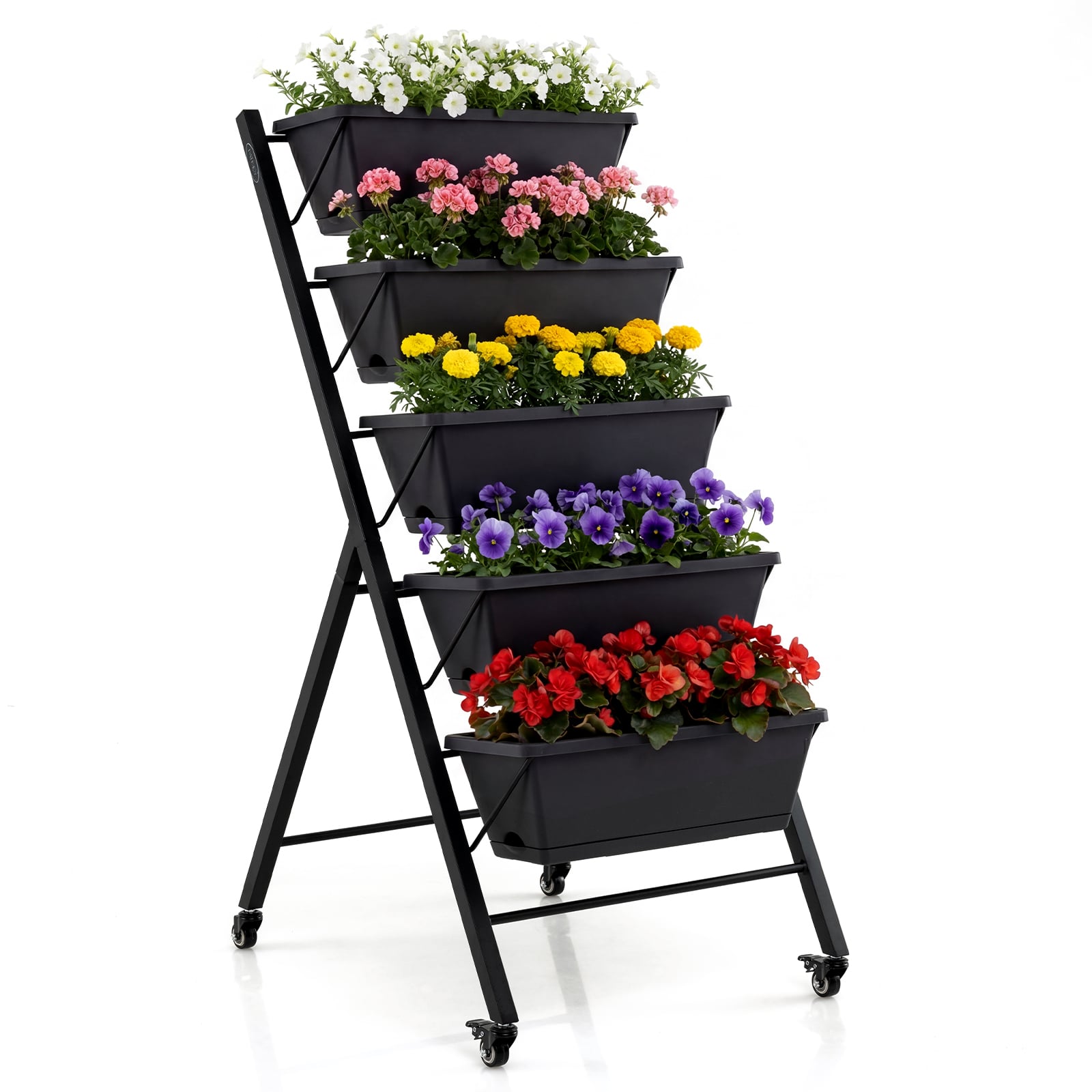 5-Tier Vertical Raised Garden Bed With Wheels, Black Raised Garden Beds Black at Gallery Canada