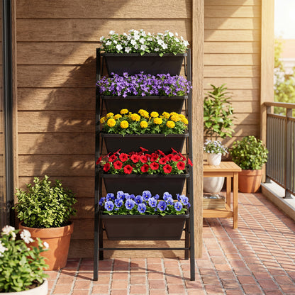 5-Tier Vertical Raised Garden Bed, With Drainage Holes, Black Raised Garden Beds at Gallery Canada