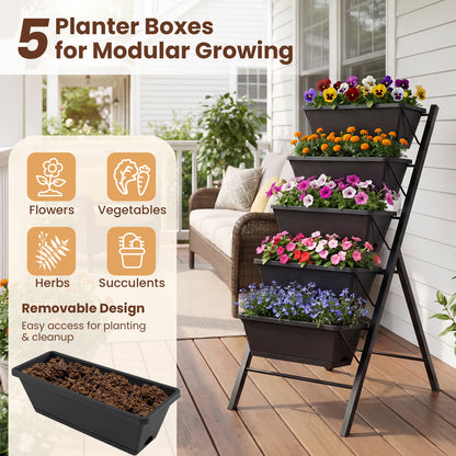 5-Tier Vertical Raised Garden Bed, With Drainage Holes, Black Raised Garden Beds at Gallery Canada