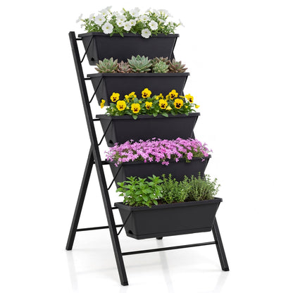 5-Tier Vertical Raised Garden Bed, With Drainage Holes, Black Raised Garden Beds Black at Gallery Canada
