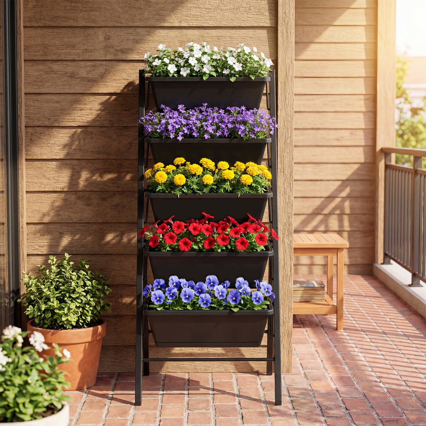 5-Tier Vertical Raised Garden Bed, With Drainage Holes, Black Raised Garden Beds at Gallery Canada
