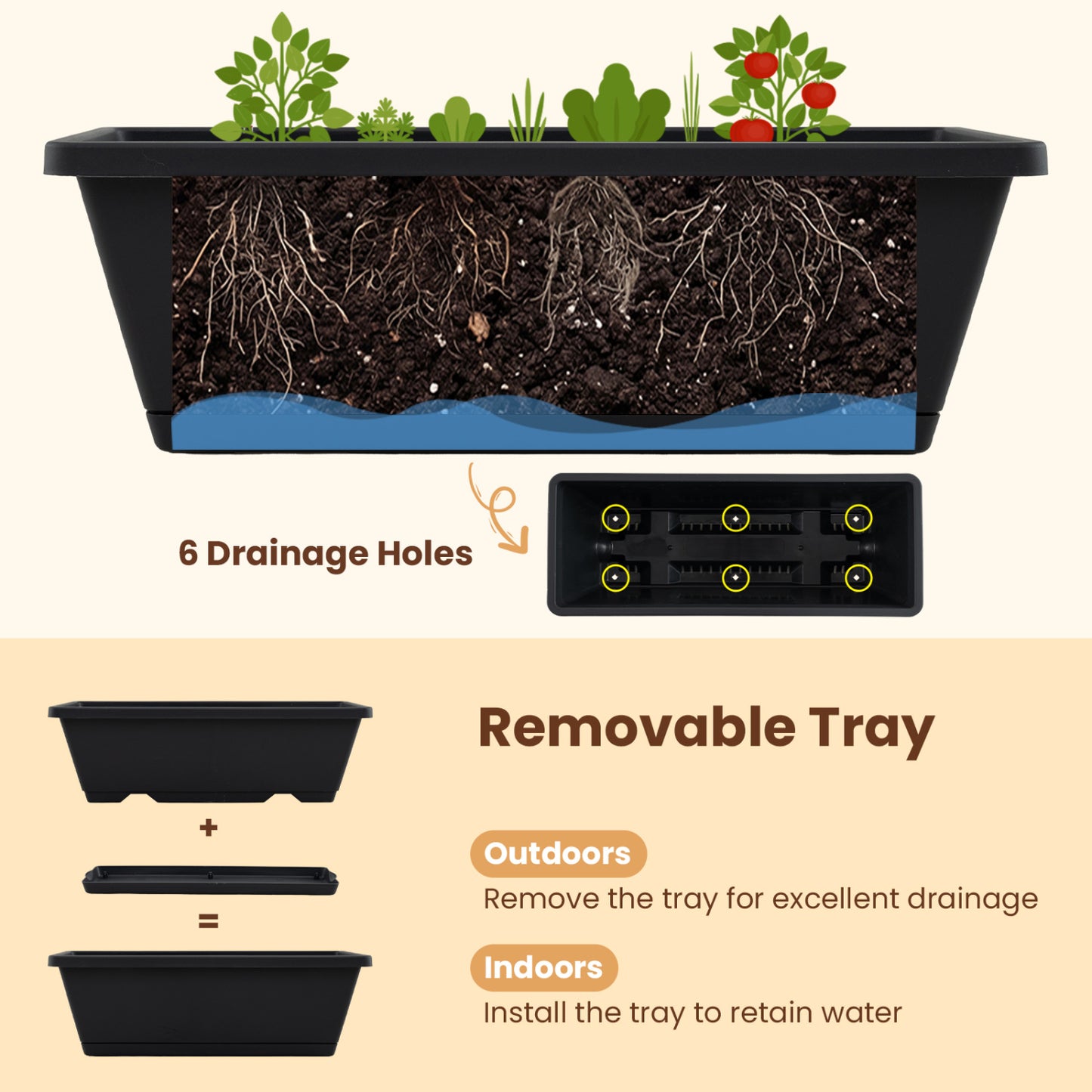 5-Tier Vertical Raised Garden Bed, With Drainage Holes, Black Raised Garden Beds at Gallery Canada