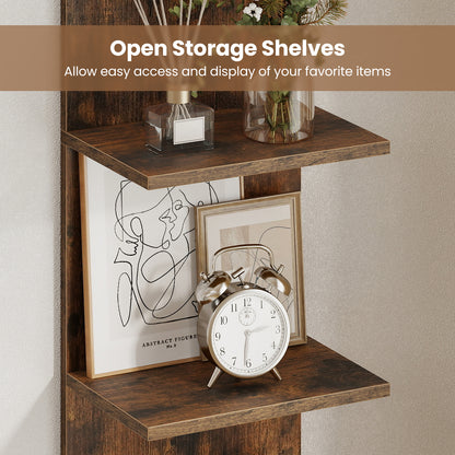 5-Tier Wall Mounted Shelf Unit with Wood Grain, Rustic Brown Bookcases at Gallery Canada
