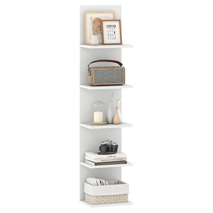 5-Tier Wall Mounted Shelf Unit, Wood Grain, White Bookcases at Gallery Canada