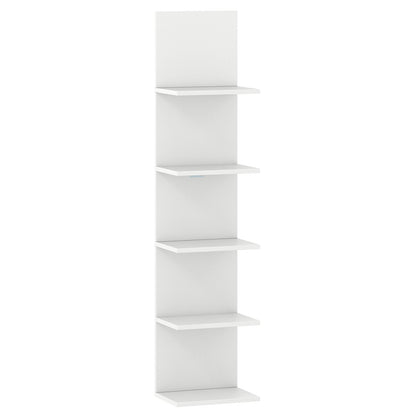 5-Tier Wall Mounted Shelf Unit, Wood Grain, White Bookcases at Gallery Canada