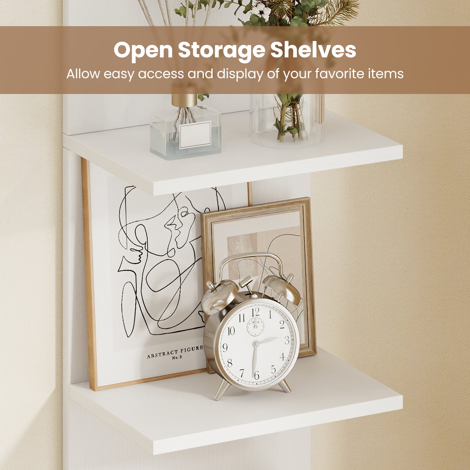5-Tier Wall Mounted Shelf Unit, Wood Grain, White Bookcases at Gallery Canada