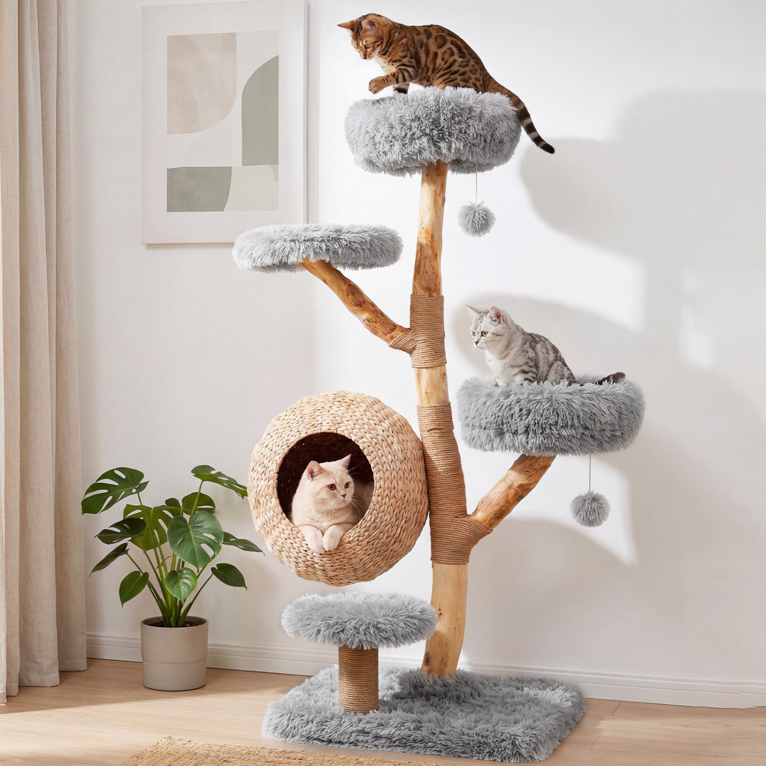 5-Tier Wooden Cat Tree, Gray Cat Trees Condos & Scratchers at Gallery Canada