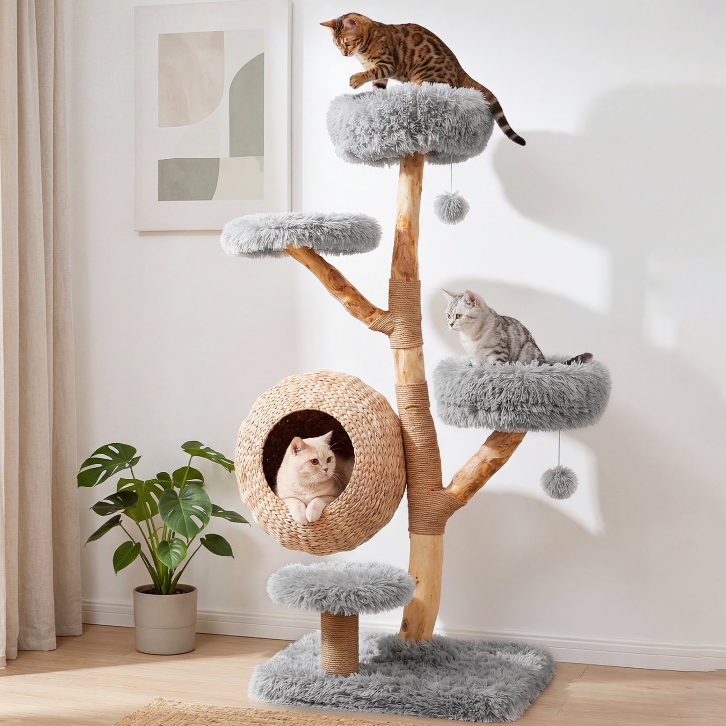 5-Tier Wooden Cat Tree, Gray Cat Trees Condos & Scratchers at Gallery Canada