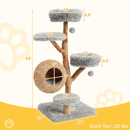 5-Tier Wooden Cat Tree, Gray Cat Trees Condos & Scratchers at Gallery Canada