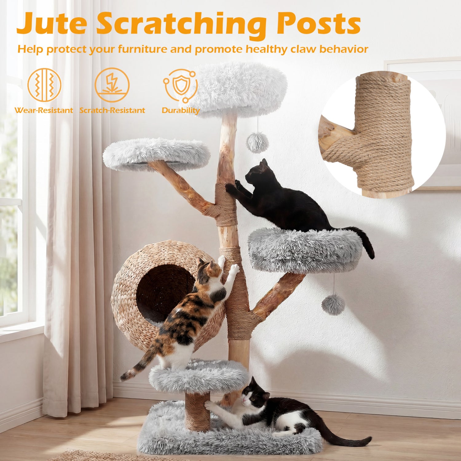 5-Tier Wooden Cat Tree, Gray Cat Trees Condos & Scratchers at Gallery Canada