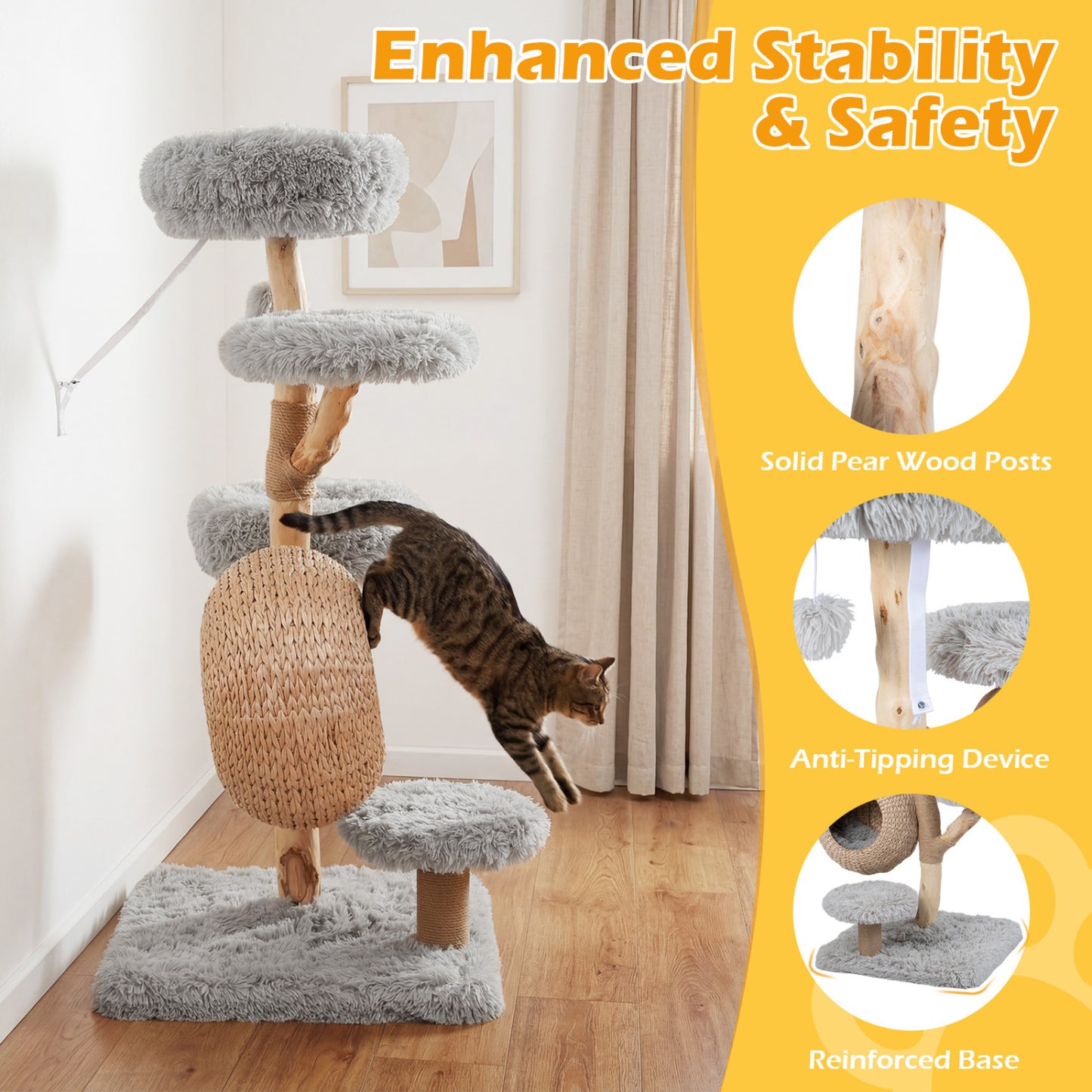 5-Tier Wooden Cat Tree, Gray Cat Trees Condos & Scratchers at Gallery Canada