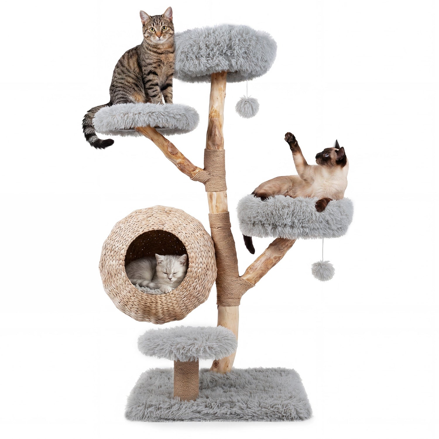 5-Tier Wooden Cat Tree, Gray Cat Trees Condos & Scratchers Gray at Gallery Canada