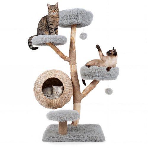 5-Tier Wooden Cat Tree, Gray