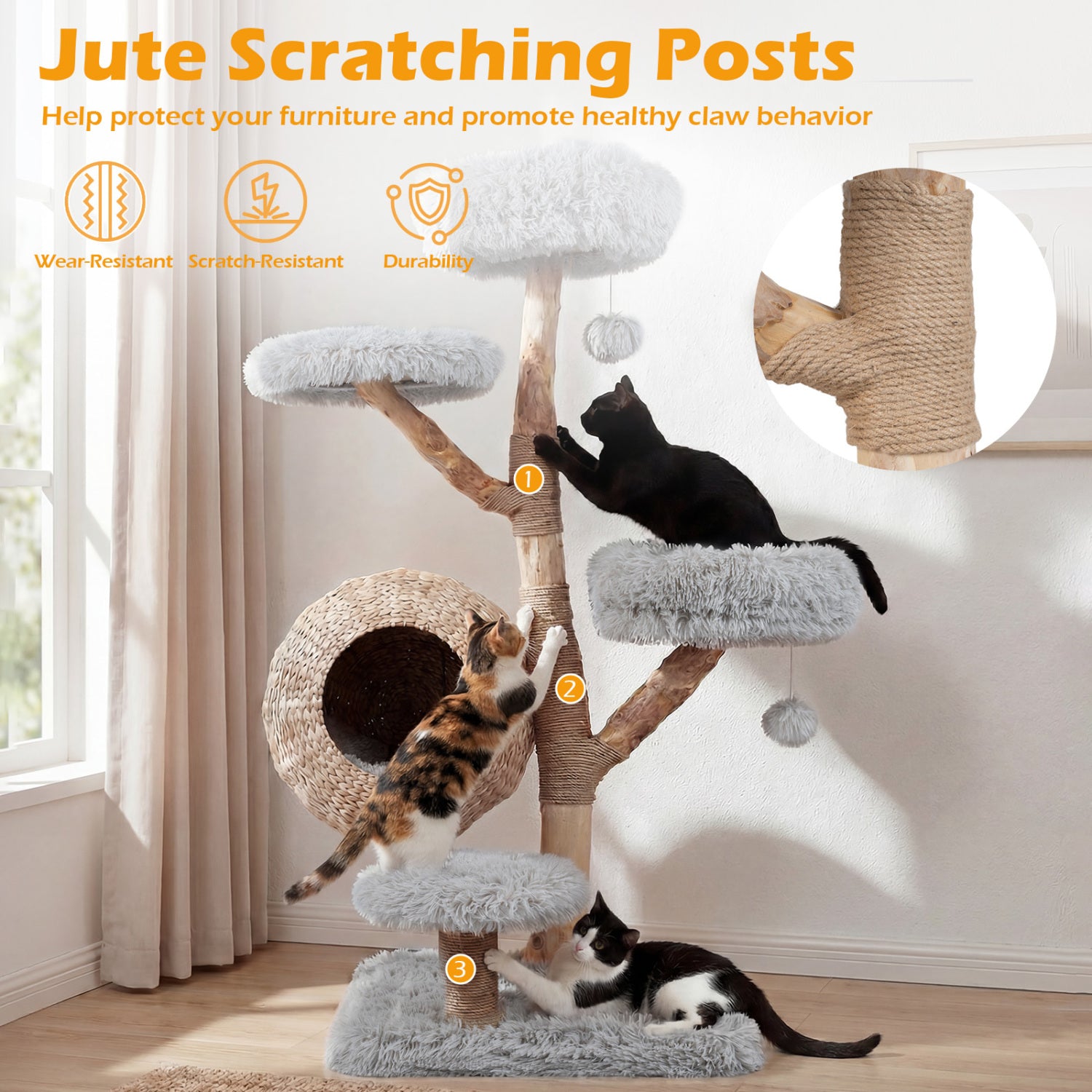 5-Tier Wooden Cat Tree, Gray Cat Trees Condos & Scratchers at Gallery Canada